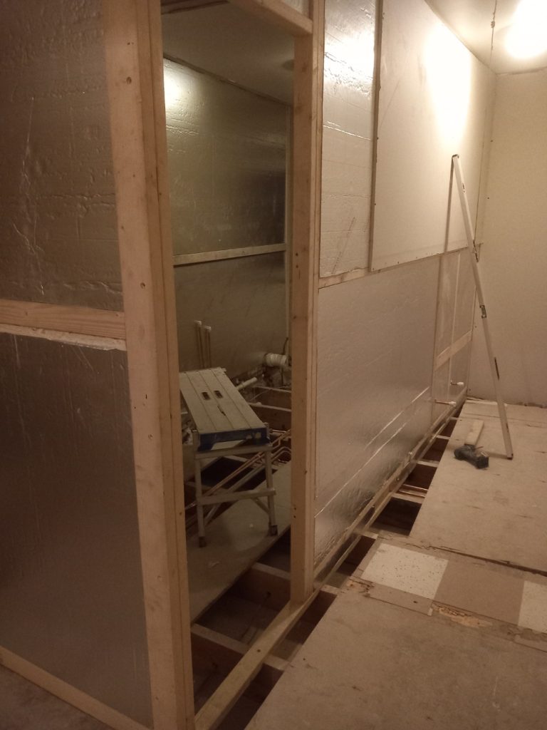 Under-construction room interior view