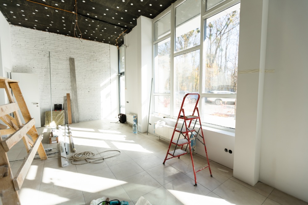 Renovated interior with ladder